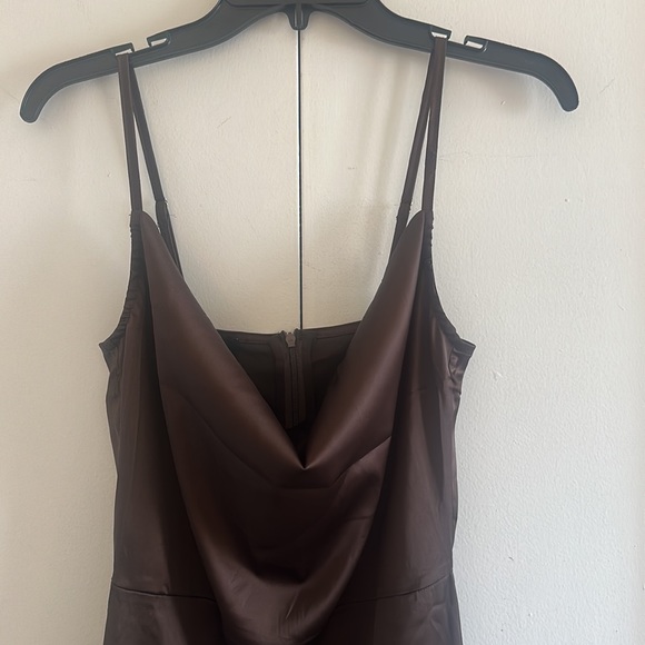 💥LAST ONENWT ASOS Parisian satin cami strap mini dress in chocolate brown - Picture 4 of 17